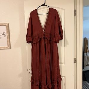 Free People Paradiso Dress Burgundy/Red/ Empress Rock